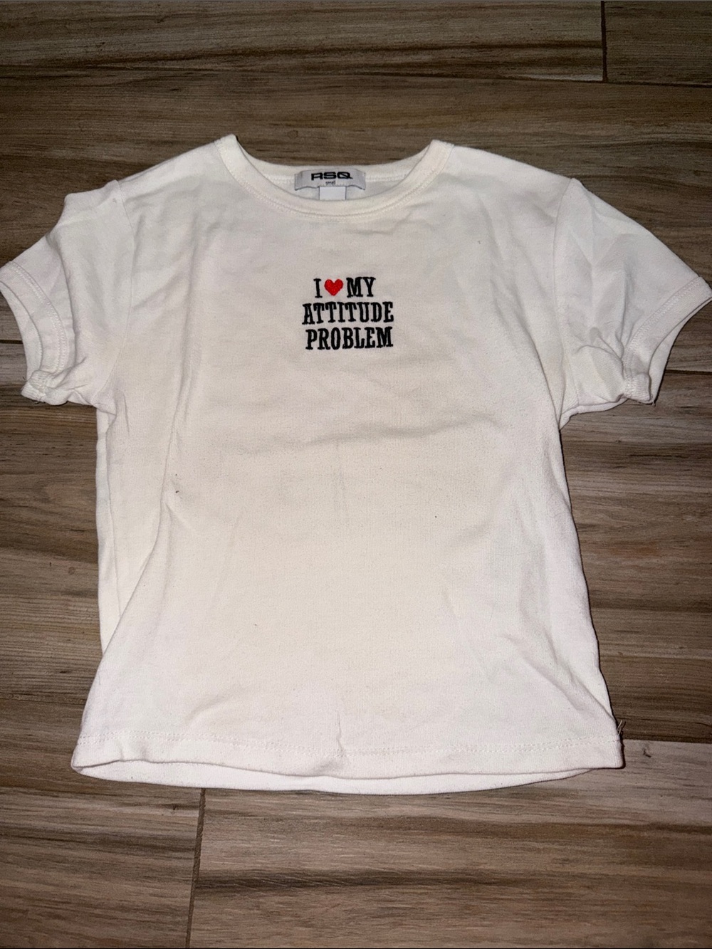 Women's crop top White Graphic Tee - I Love My Attitude Problem